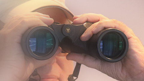 Search Image of a man looking through binoculars.